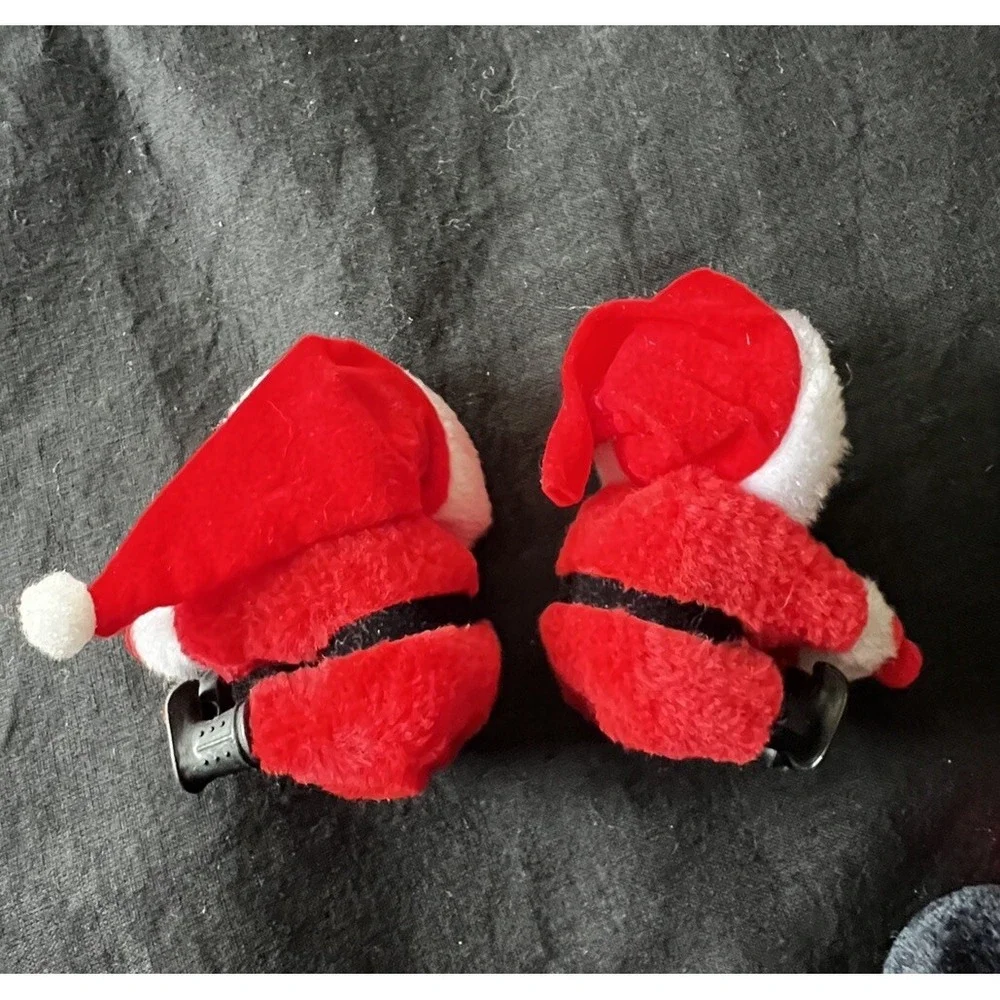 VTG PLUSH Santa Clip On Christmas Tree Hugger Ornaments 3